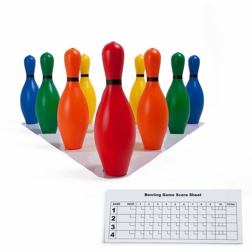 Champion Sports  Bowling Pin Set, Plastic, w/Setup Sht/Score Pad, 10/ST, AST