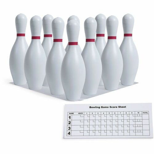 Champion Sports  Bowling Pin Set, Plastic, w/Setup Sht/Score Pad, 10/ST, WE