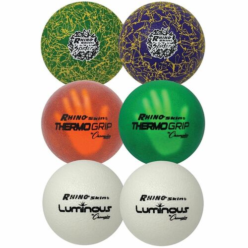Champion Sports  Dodgeballs, ThermoGrip/Spider/Luminous, 6", 6/ST, AST