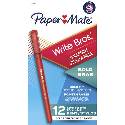 Paper Mate  Pen, Ballpoint, Write Bros, 1.2mm, 1 DZ, Red