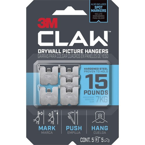 3M  Picture Hanger,f/Drywall,w/Spot Marker,15 lb Cap,5/PK,SR