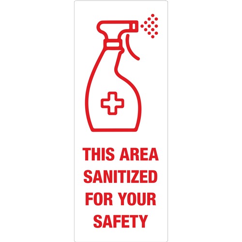 Avery  Decals,"This Area Sanitized", Wall,3-1/4"x8-3/8",15/PK,MI