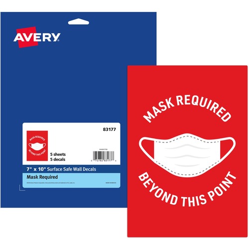 Avery  Decal,"Mask Required Beyond This Point",Wall,7"x10",5/PK,WE