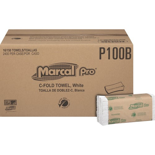 Marcal Paper Mills, Inc  Towels, C-Fold, 1-Ply, 150 SH/Bundle, 16 Bundle/CT, WE