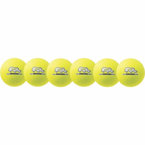 Champion Sports  Dodge Ball Set, Low-Bounce, 6", 6/Set, Neon Yellow