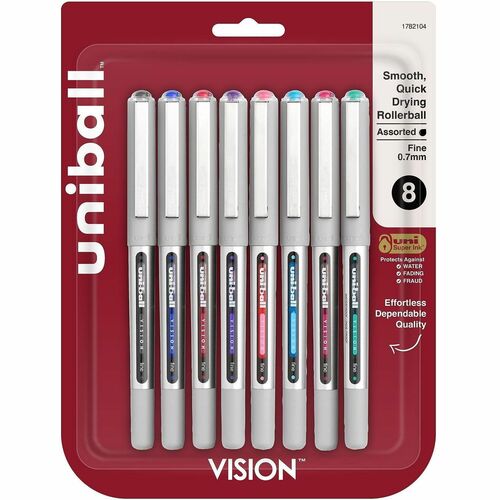 uni-ball Corporation  Pen, Rollerball, Nonrefillable, 0.7mm, 8/PK, Assorted