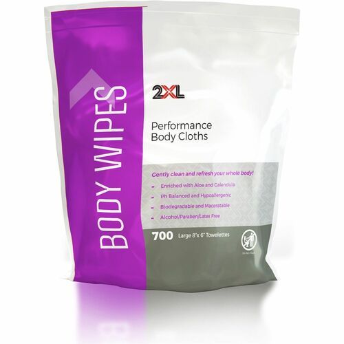2XL CORP  Body Cloths, w/Vitamin E/Aloe, 8"x6", 700/Each, White