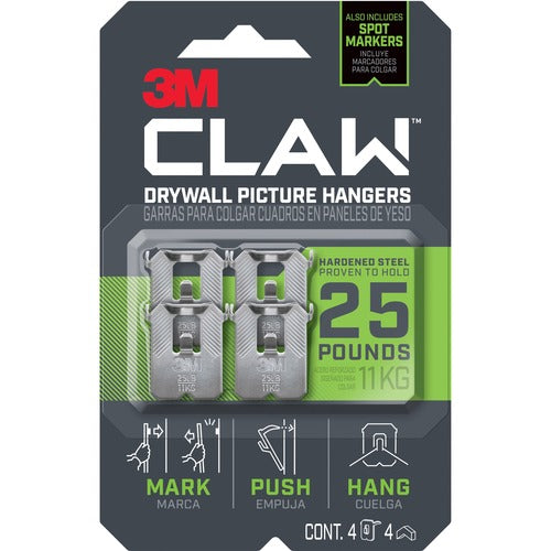 3M  Picture Hanger,f/Drywall,w/Spot Marker,25 lb Cap,4/PK,SR