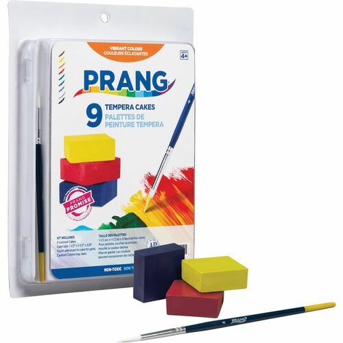 Dixon Ticonderoga Company  Tempera Cakes, w/Brush/Water Wells/Tray, 9 Cakes/Set-DIXX80900