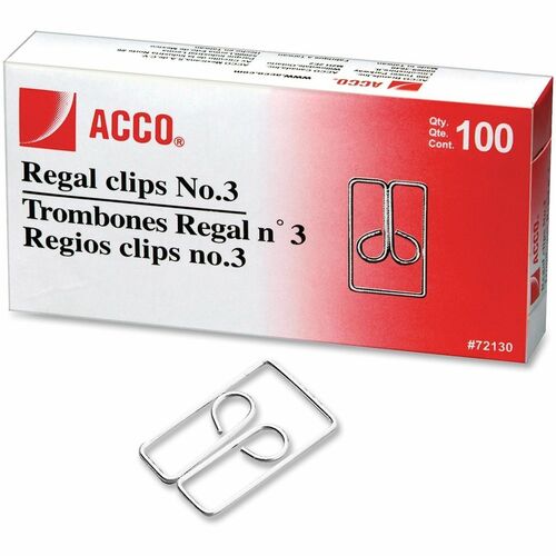 ACCO  Paper Clips,Regal Owl,No.3,ExtraStrong,1",100/BX,Silver