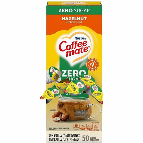 Nestle USA  Coffee Creamer,Sugar-Free,Hazelnut,0.375 oz,50/BX,White