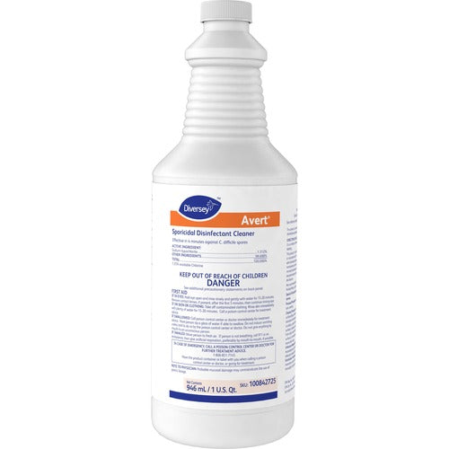 Diversey Care  Disinfectant Cleaner, Avert, RTU, 32oz, 12/CT, Yellow-DVO100842725