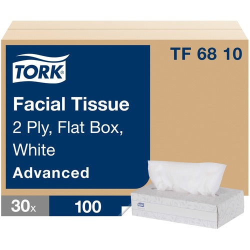 TORK  Tork Facial Tissue, Flat Box, 100/BX, 30BX/CT, White