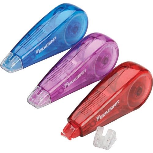 SKILCRAFT  Correction Tape, w/Mini Dispenser, 1/5"x236", 3/PK, White