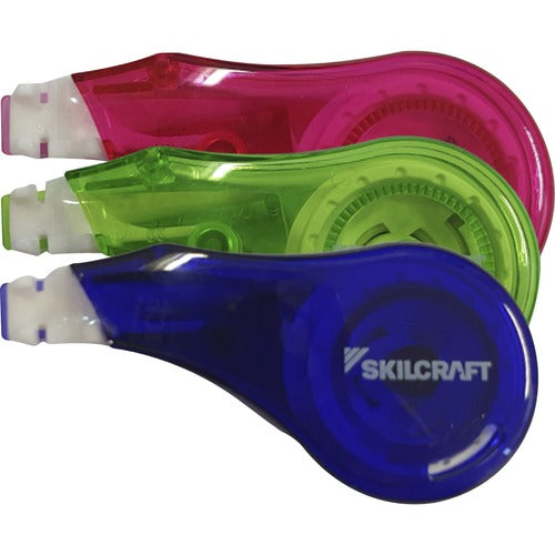 SKILCRAFT  Correction Tape,w/Recycled Mini Dispenser,1/5"x236",3/PK,WE