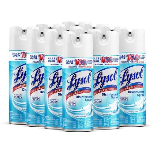Reckitt Benckiser  Disinfectant Spray, Crisp Linen, 12.5 oz, 12/CT, Clear