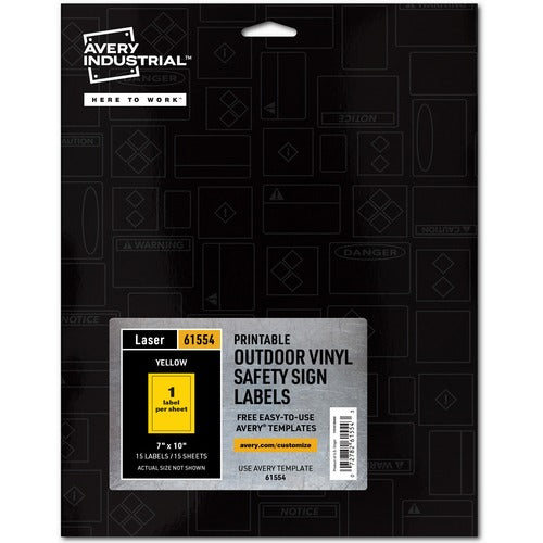 Avery  Sign Labels,Perm,Laser,7"x10",15/PK,Yellow