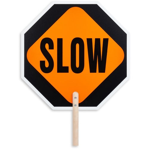 Tatco  Stop/Slow Sign,Handheld,10" Wood Handle,18"x1/5"x18", WE/RD