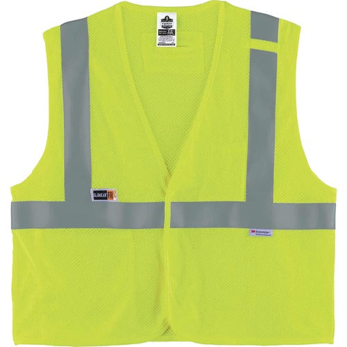 Ergodyne  Safety Vest,FR,Hi-Vis,Hook/Loop,NFPA70E,Modacrylic,4X/5X,LM-EGO21499