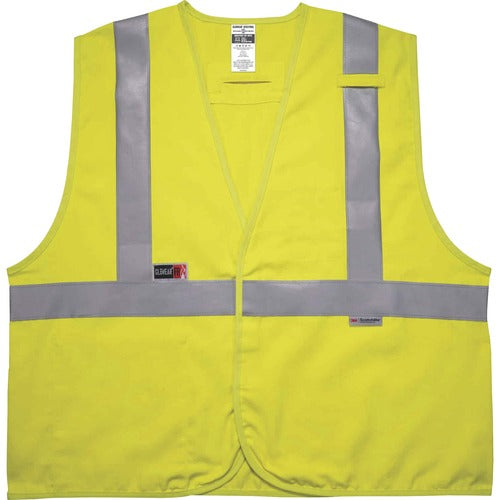 Ergodyne  Safety Vest,FR,Hi-Vis,Hook/Loop,NFPA2112/70E,2X/3X,LM-EGO21467
