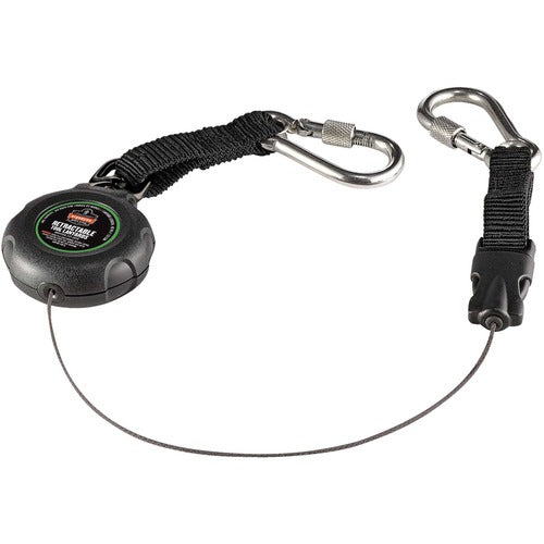 Ergodyne  Tool Lanyard,w/Carabiners,Retractable,BK-EGO19300