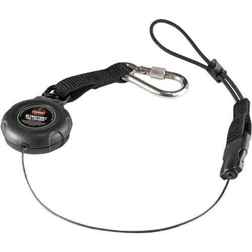 Ergodyne  Tool Lanyard,w/Carabiner/Loop,Retractable,BK-EGO19301