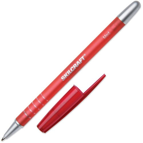 SKILCRAFT  Ballpoint Pen, Refillable, Medium Point, 1 Dozen, RD Ink