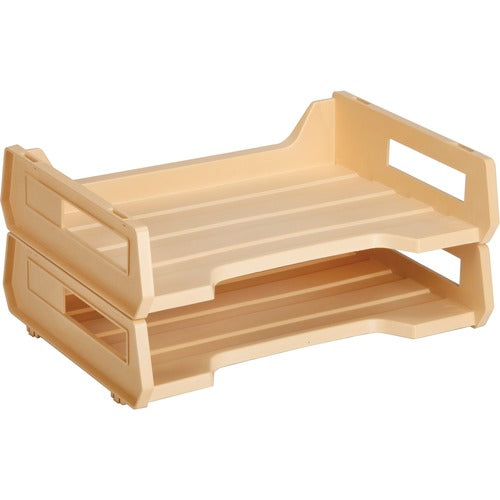 SKILCRAFT  Desk Tray, Side-loading, Plastic, Letter-Size, 2/PK, Beige