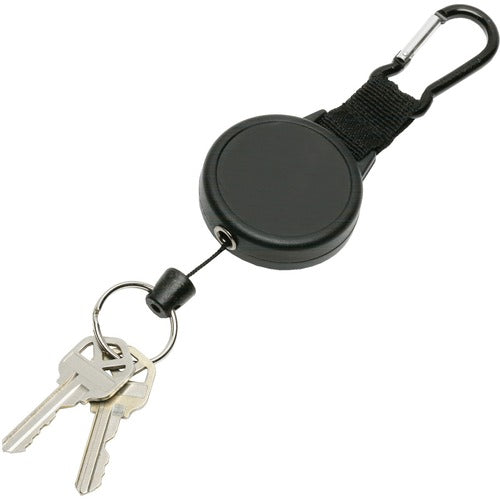 SKILCRAFT  Key Reel, 48" Retractable Cord, Swivel Ring, 1 Dozen, BK