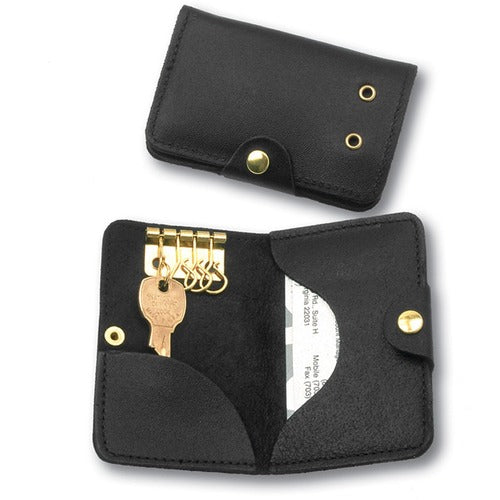 SKILCRAFT  Leather Key/Credit Card Holder, 2-1/4"x4" Folded, Black