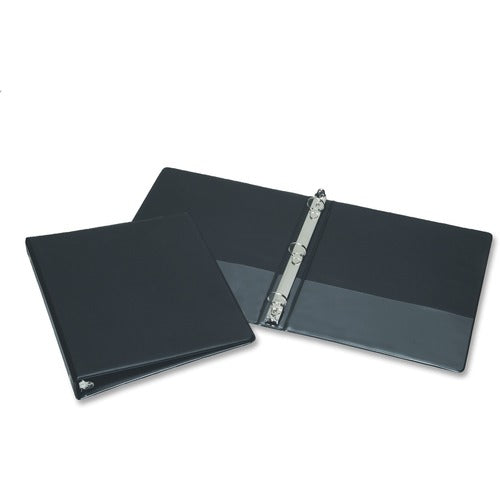 SKILCRAFT  Round Ring Binder, w/ Pockets, 2" Capacity, Black