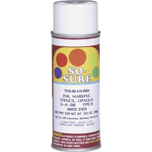 SKILCRAFT  Ink, Stencil, Aerosol, 10.5oz, White