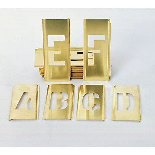SKILCRAFT  Stencil Set, w/Letters/Numbers/Symbols,2",45 items,Brass