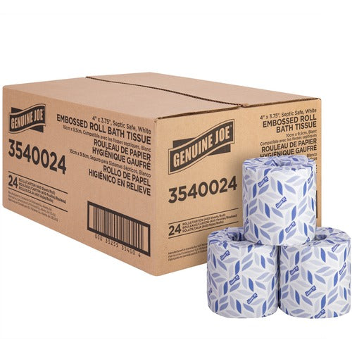 Genuine Joe  Bathroom Tissue, 2-Ply, 400Shts/RL, 4"x3-3/4", 24/CT, WE-GJO3540024