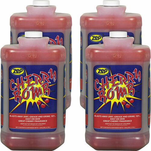 Zep Commercial  Hand Soap,Cherry,w/Pumice,RTU Liquid,1 Gal,4/CT,Red
