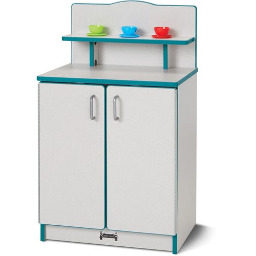 Jonti-Craft, Inc.  Play Kitchen Cupboard, Teal Edge, 20"Wx15"Dx33-1/2"H, Gray