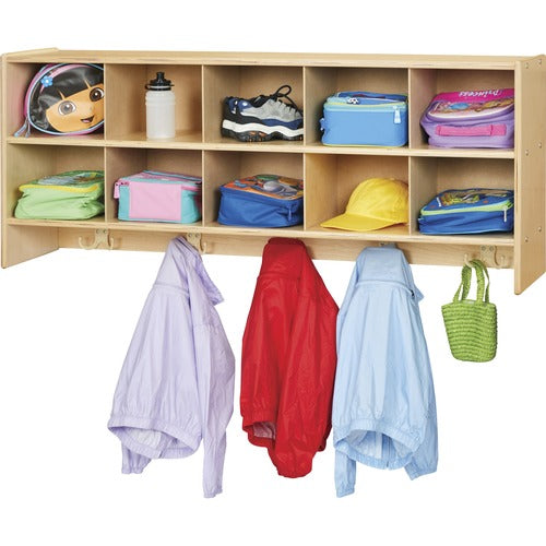 Jonti-Craft, Inc.  Wall Locker, w/Hooks, 10 Section ,48"x12"x20", Baltic
