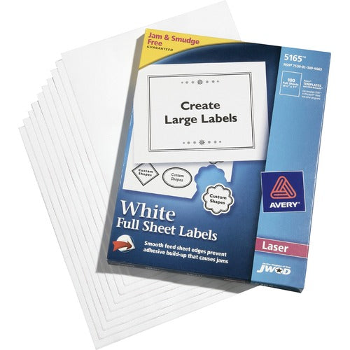 SKILCRAFT  Laser Labels,8-1/2"x11",Self-Adhesive,100 Labels/BX,White