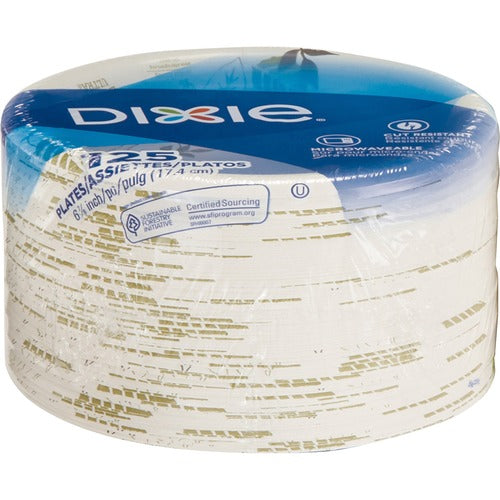 Dixie Foods  Plates, Heavyweight, 6-7/8", 125/PK, Pathways/White-DXEUX7WS