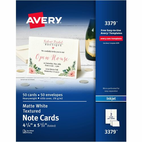 Avery  Note Cards,w/Envelopes,Inkjet,4-1/4"x5-1/2",50/PK,6PK/CT,WE