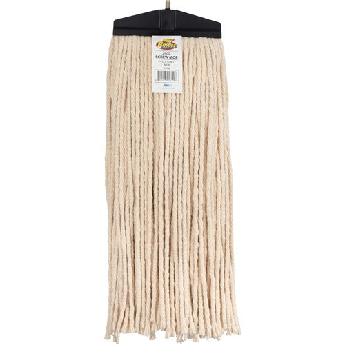 Genuine Joe  Mophead, Cotton, Cut End, Screw Type, 24 oz, White-GJO18332