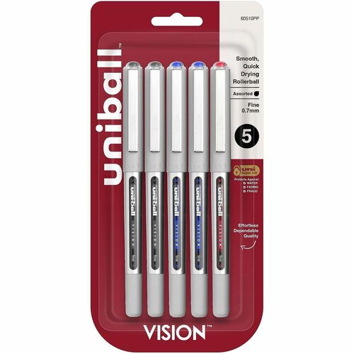uni-ball Corporation  Pen, Rollerball, Nonrefillable, 0.7mm, 5/PK, Assorted