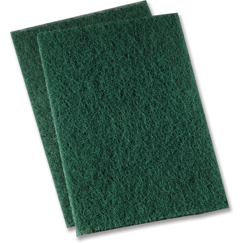 Genuine Joe  Scouring Pad, Heavy-duty,9.69"x6.89",15/CT,Green-GJO18421