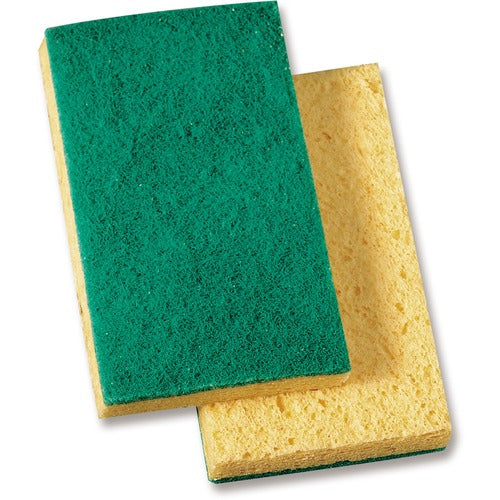 Genuine Joe  Scouring Pad,Medium-duty,3.6"x6.1",20/CT,GN/YW-GJO18389