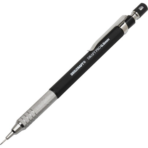 SKILCRAFT  Mechanical Pens,Refillable Lead/Eraser,0.5mm,Fine,3/PK,BK