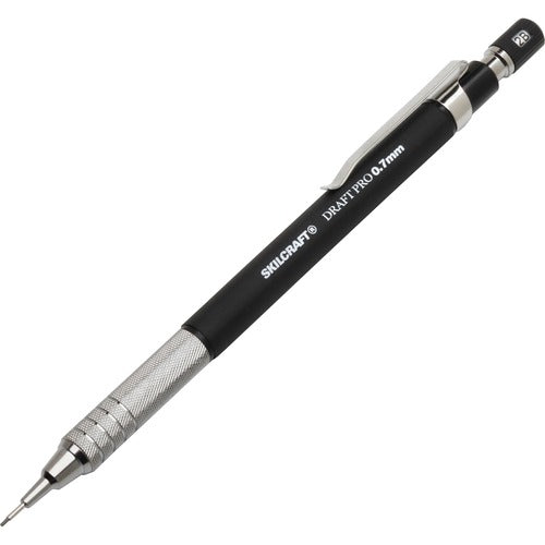 SKILCRAFT  Mechanical Pens,Refillable Lead/Eraser,0.7mm,Medium,3/PK,BK