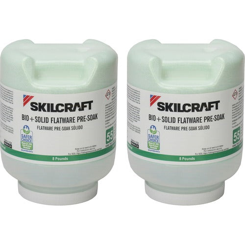 SKILCRAFT  Pre-soak, f/Flatware/Pans, EPA Cert, 8 lb, 2/BX, White