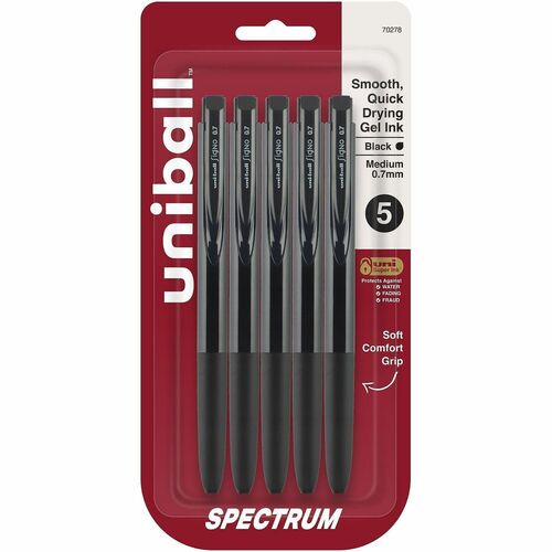 uni-ball Corporation  Pen, Gel, Spectrum, 0.7mm, 5/PK, Black
