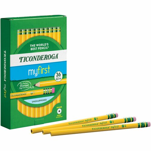 Dixon Ticonderoga Company  Beginner's Pencil, Large, No.2 Lead, 36/PK, Yellow-DIXX33336