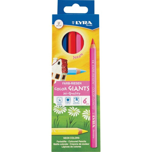 Dixon Ticonderoga Company  Pencils,Color,Giant,6 Colors,6.25mm Lead,6/PK,AST Neon